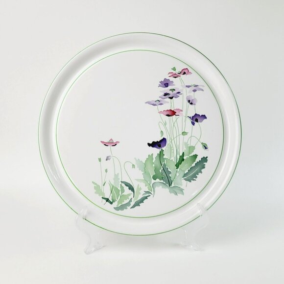 Block Midsummer 12" Round Serving Platter Garden Watercolor Pastel Flowers - Picture 1 of 10